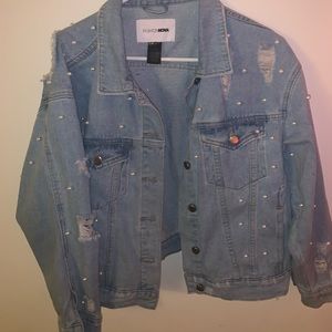 Pearl embellished jean jacket